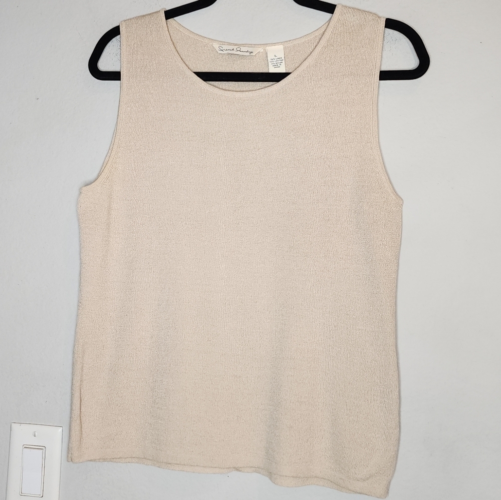 French Laundry Linen Blend Beige Tank Top Sleeveless Shirt Size Large